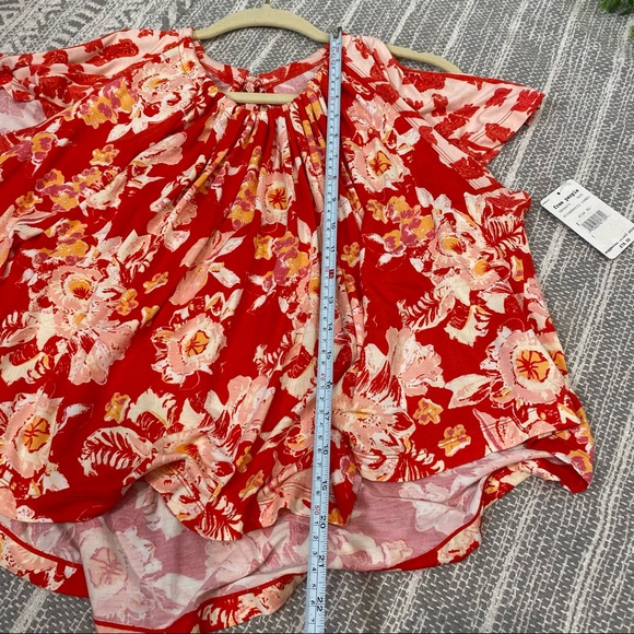 NWT Free People Baja Babe Red Floral Flowy Tie Open Back Blouse Gathered Top - Picture 15 of 16
